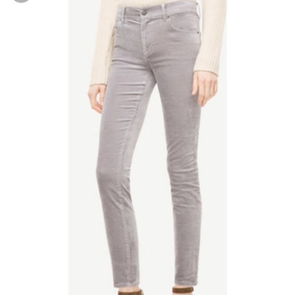 ann taylor modern skinny velvet jeans gray velvet pants 0